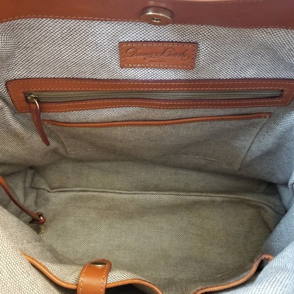 Dooney & Bourke Signature DB Logo Cream Canvas Braided Leather Shoulder Handbag - Picture 7 of 13